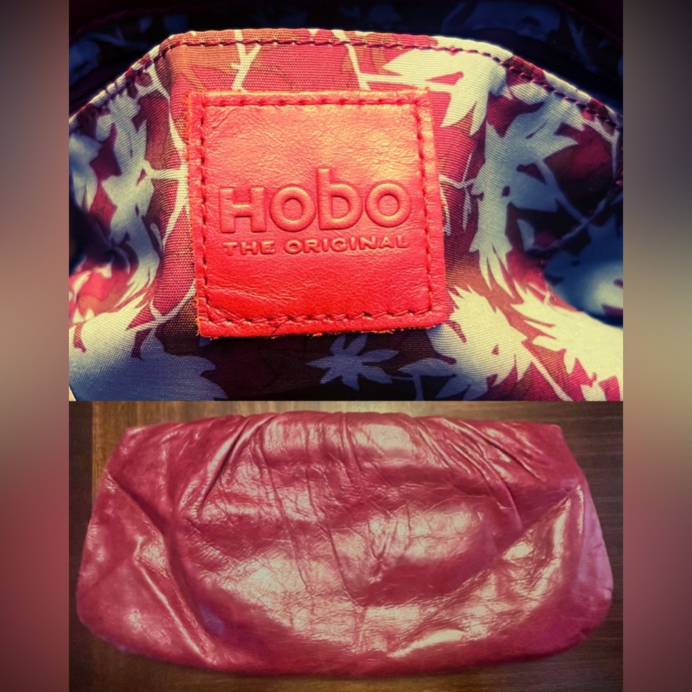 “Hobo The Original” Vintage Hide Leather Merlot Colored Clutch. NWT